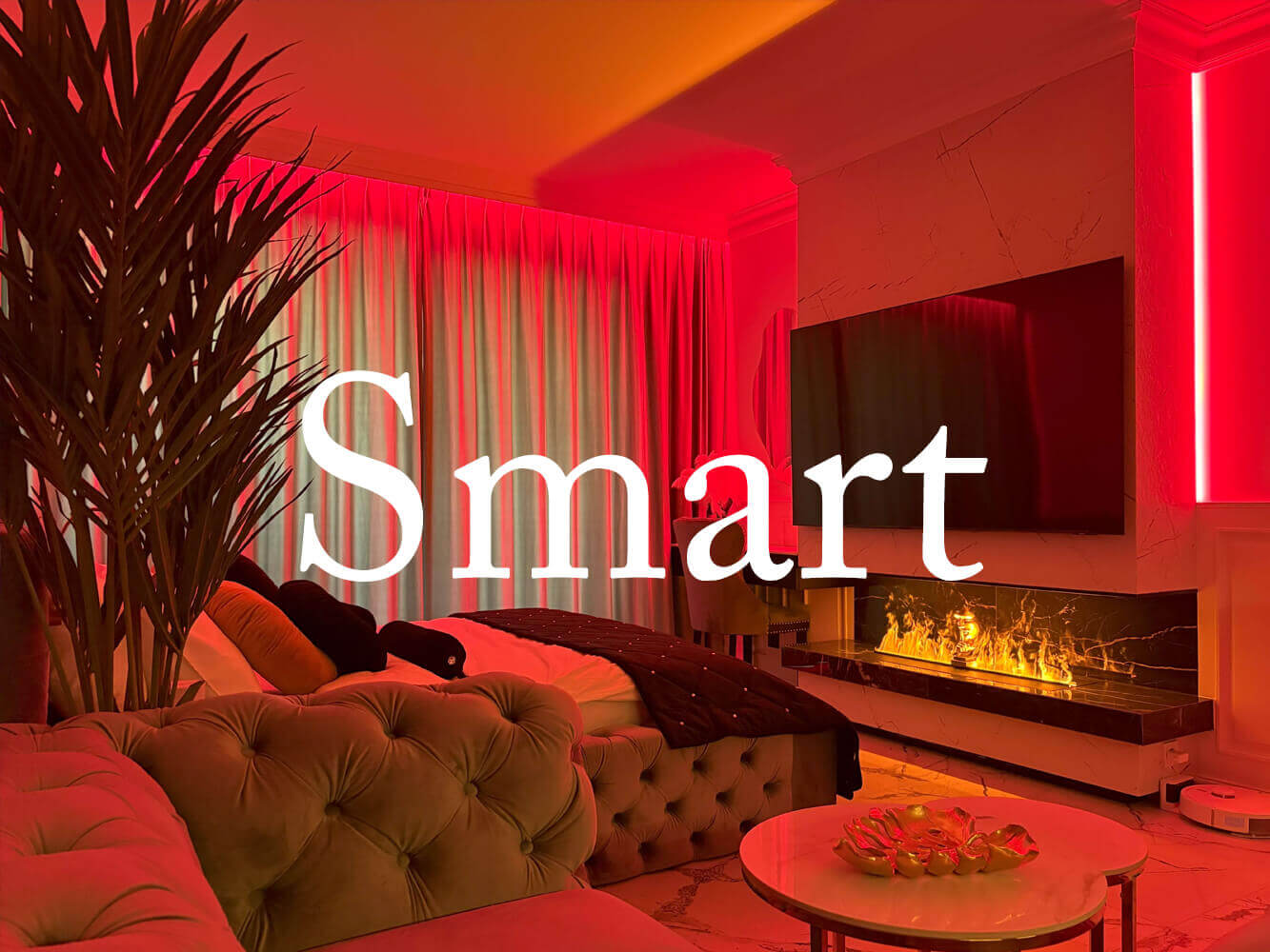 Oświetlony na czerwono Sea View Smart & Garden VIP Apartment w Międzyzdrojach